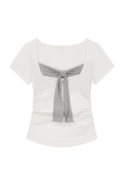 ILLIGO Layered Ribbon Tie T-Shirt White product image 2