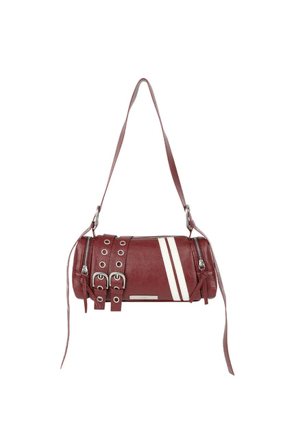 ILLIGO Line Buckle Cylinder Bag Burgundy official angle image 3