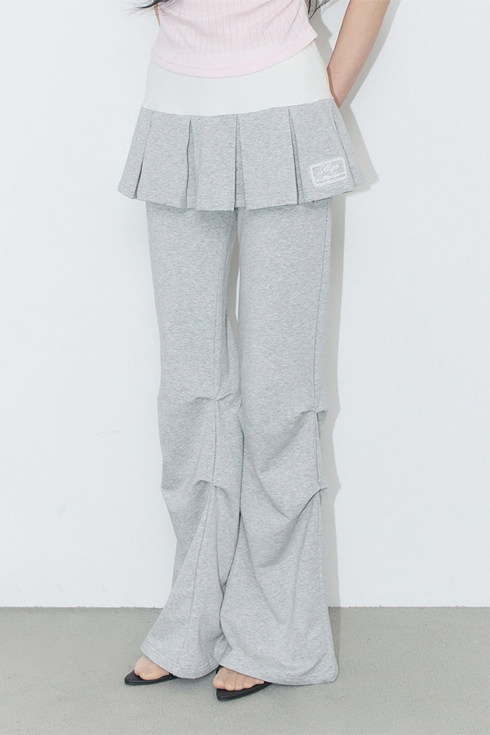 ILLIGO Two-Tone Pleated Skirt Pants Black main image