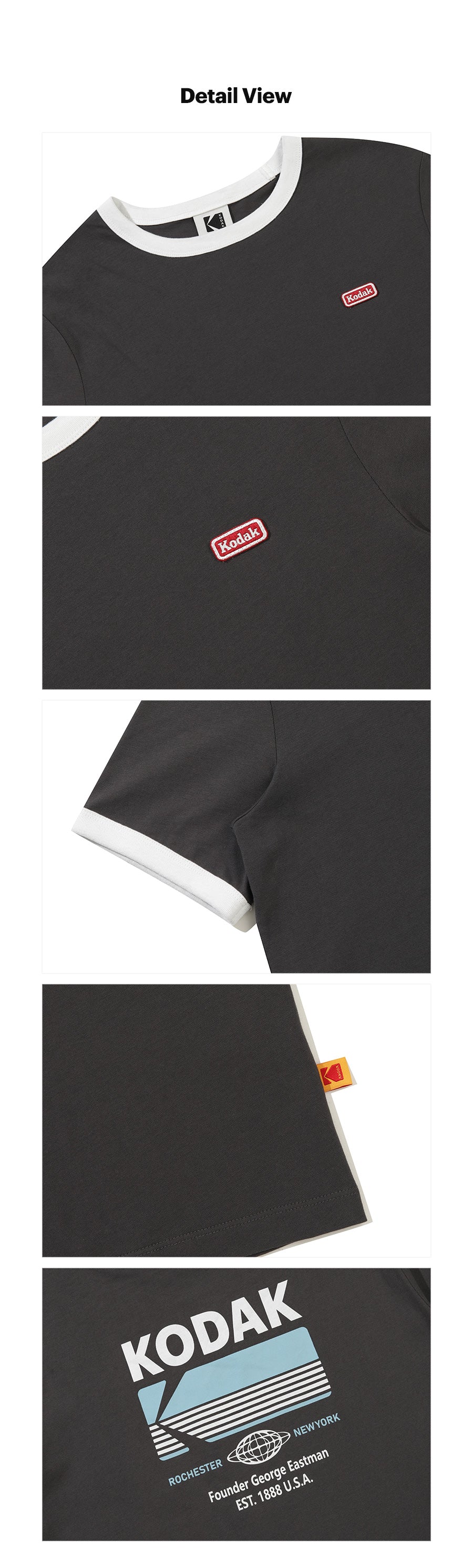 Kodak Breezepop Big Graphic Short Sleeve T-shirt Women Charcoal graphic detail image