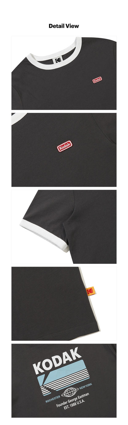 Kodak Breezepop Big Graphic Short Sleeve T-shirt Women Charcoal graphic detail image