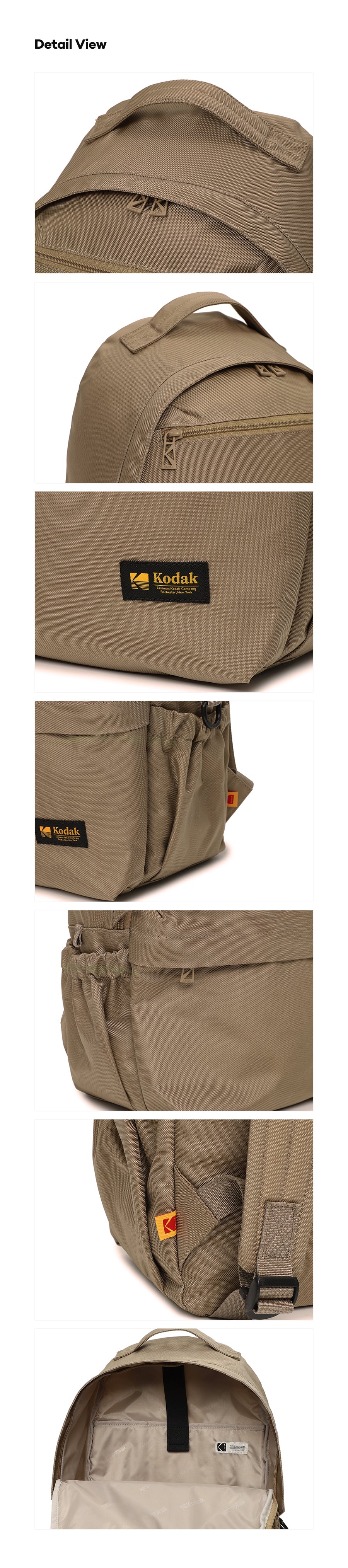 Kodak Flashlight Twill Backpack S Beige material and feature detail image