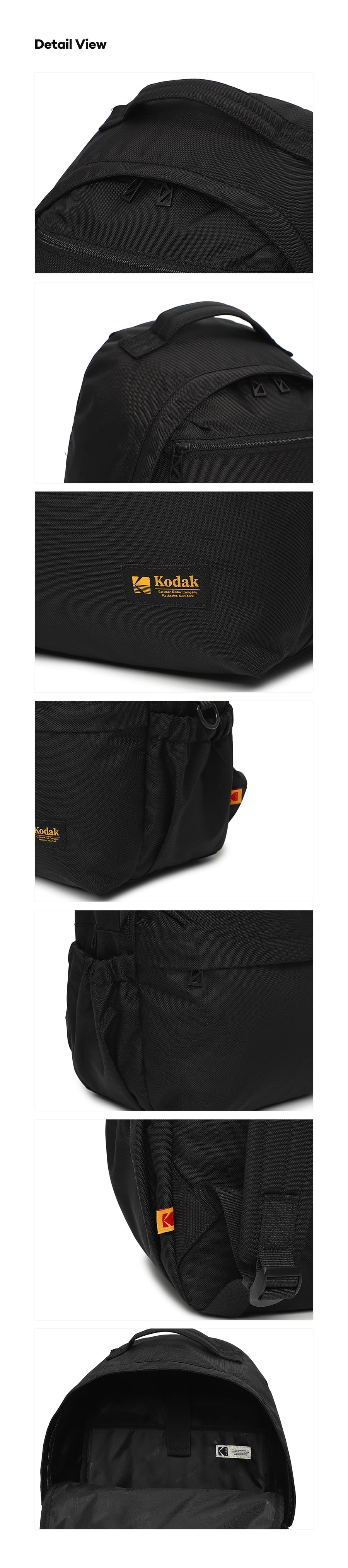 Kodak Flashlight Twill Backpack S Black material and feature detail image