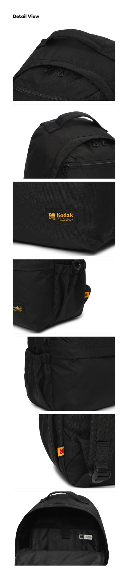Kodak Flashlight Twill Backpack S Black material and feature detail image