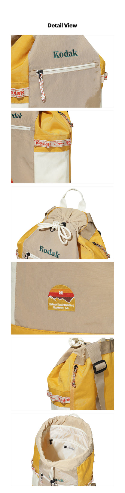 Kodak Kodachrome Bucket Backpack 15L Yellow official detail guide