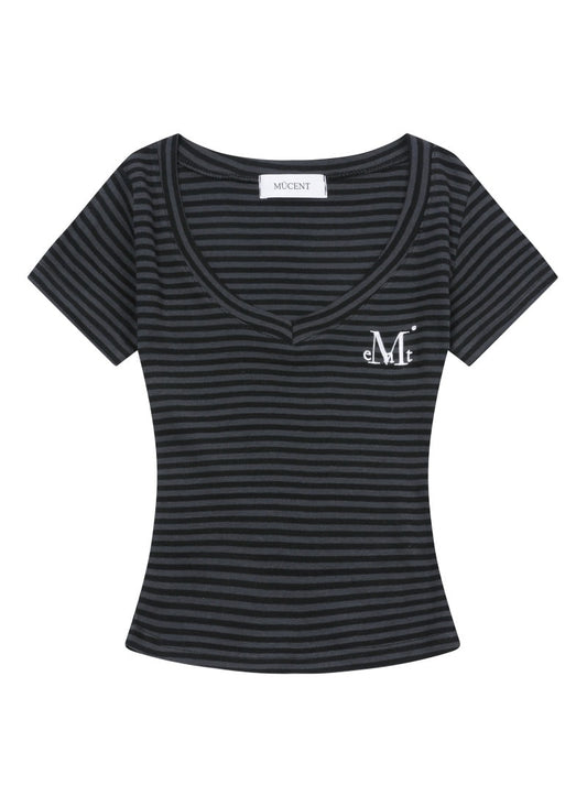 MUCENT Emma V-Neck Stripe Half T main image 1