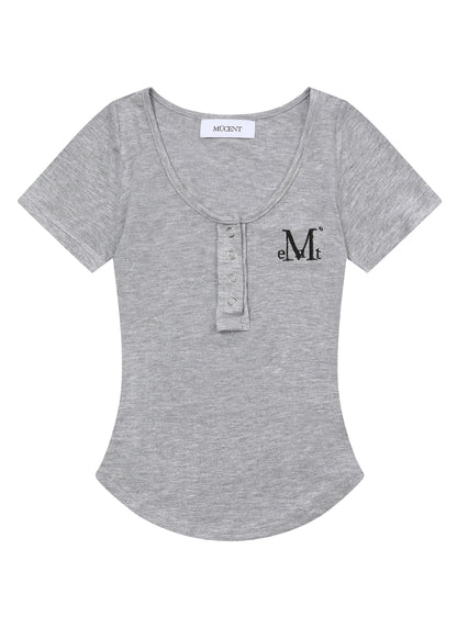 MUCENT Haring Snap Button U-Neck Half T main image 1