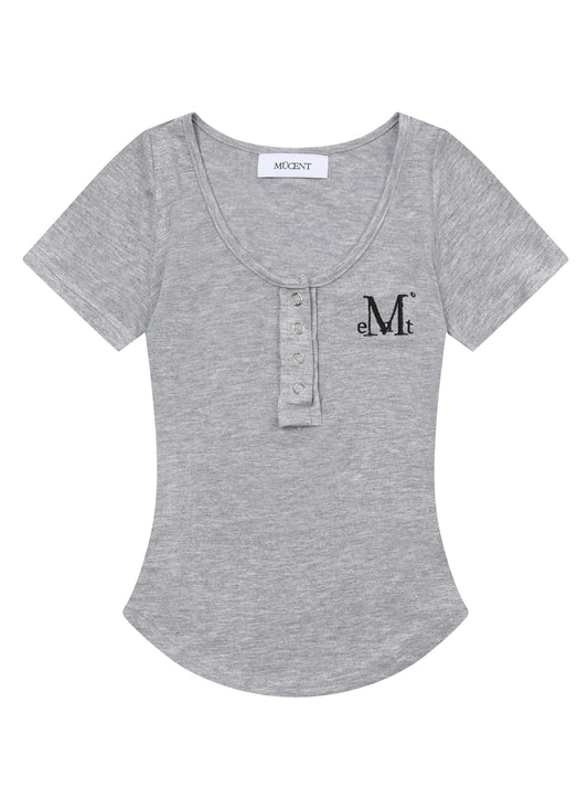 MUCENT Haring Snap Button U-Neck Half T main image 1