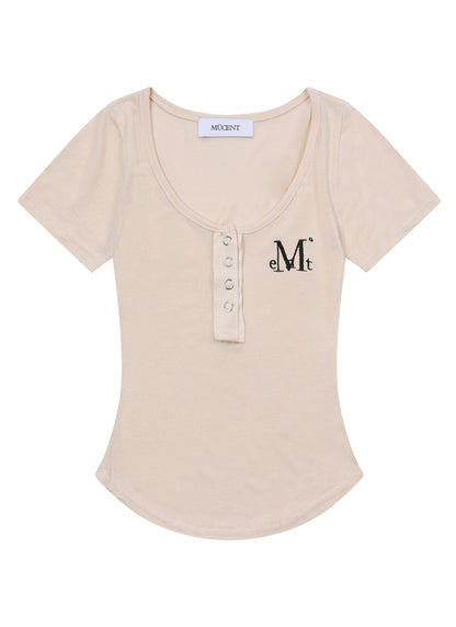MUCENT Haring Snap Button U-Neck Half T main image 13