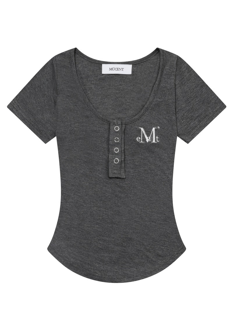 MUCENT Haring Snap Button U-Neck Half T main image 5