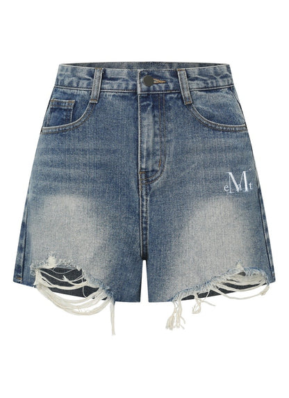 MUCENT Rune Washing Damage Denim Short Pants main image 1