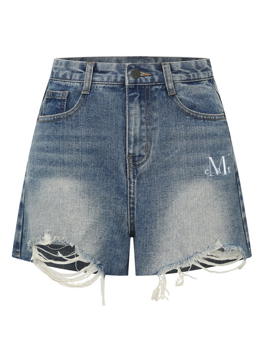 MUCENT Rune Washing Damage Denim Short Pants main image 1