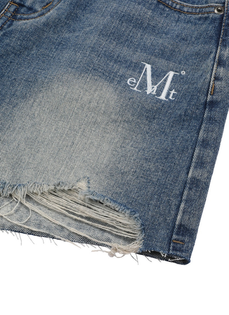 MUCENT Rune Washing Damage Denim Short Pants main image 4