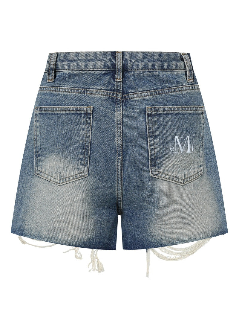 MUCENT Rune Washing Damage Denim Short Pants main image 5