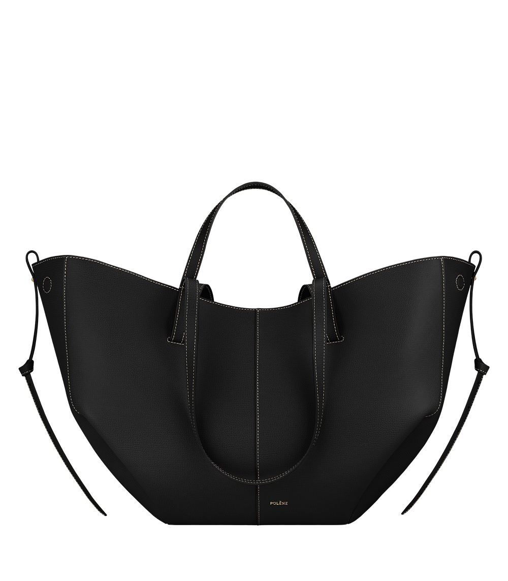 Polène Cyme Textured Black with Ecru Stitching