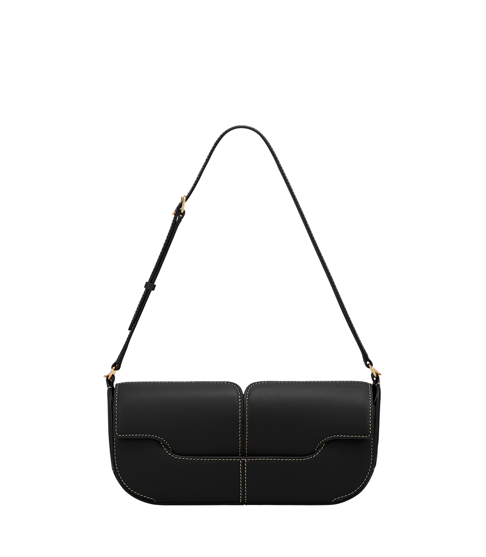 Polène Osmo Smooth Black with Ecru Stitching