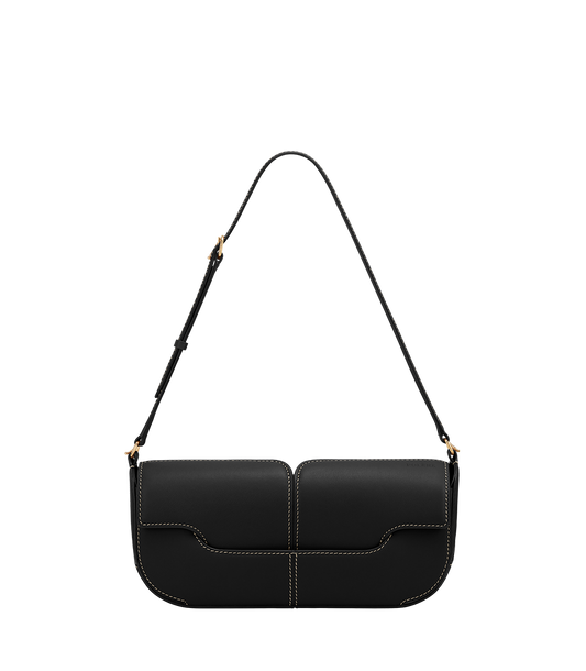 Polène Osmo Smooth Black with Ecru Stitching